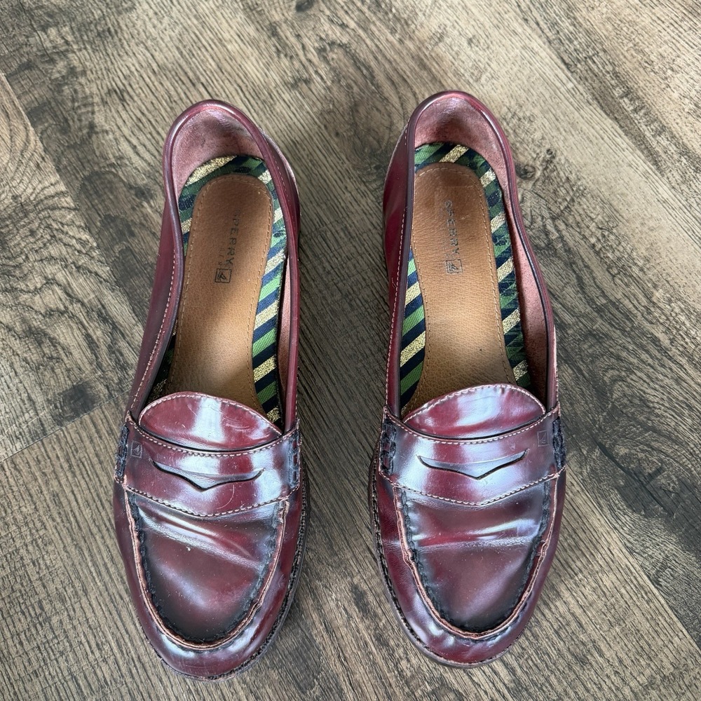 Sperry Women's 8M Burgundy Seaport Penny Leather Loafer Cushioned Classic - Picture 2 of 11